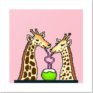 Giraffes on a date Posters and Art